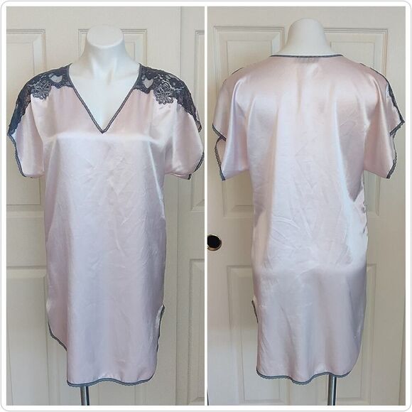 Vintage Val Mode Lingerie V-neck satin lace nightie sz S - Picture 2 of 8